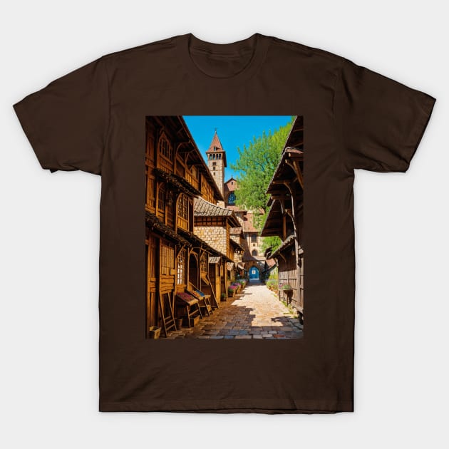 Medieval Market in an Idyllic Village T-Shirt by CursedContent